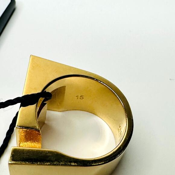 Versace Statement Band Ring Size 15/ US 7 Gold Tone Greca Icon Logo NIB - Picture 6 of 8